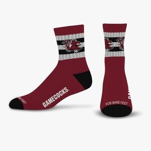 For Bare Feet NCAA Mens 5 Stripe Logo Quarter Sock South Carolina Gamecocks Sz L